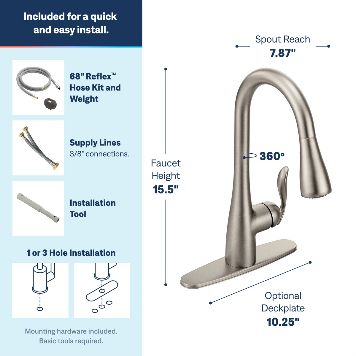 Moen Arbor Single-Handle High-Arc Pulldown Kitchen Faucet 7594 in Spot Resist Stainless (7594SRS) - view 5