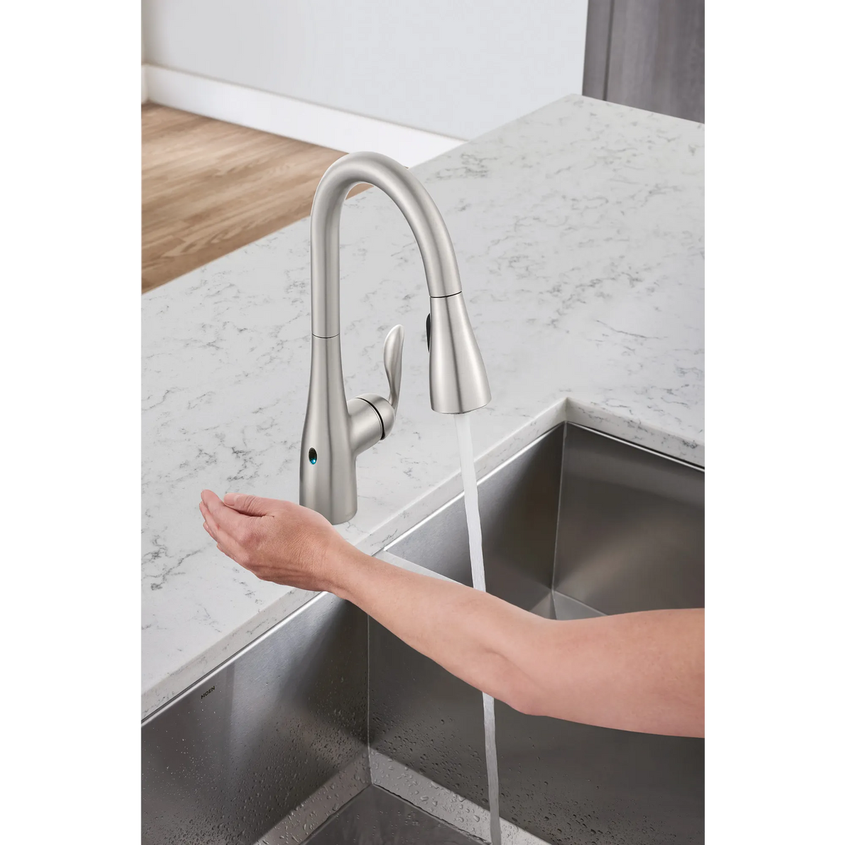 Moen Arbor MotionSense Wave Single-Handle High-Arc Single-Sensor Pulldown Kitchen Faucet 7594EW in Matte Black (7594EWBL) - view 4