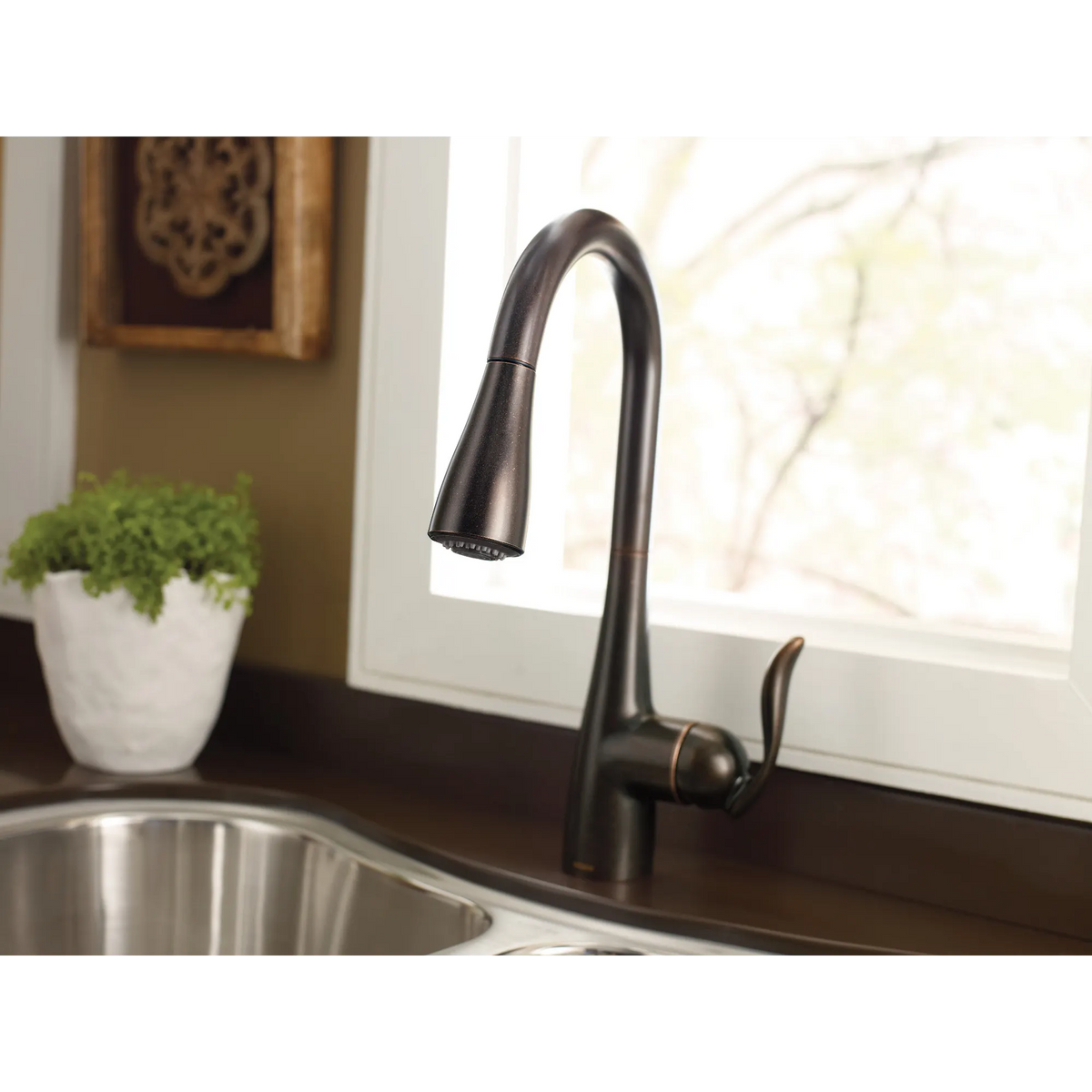 Moen Arbor Single-Handle High-Arc Pulldown Kitchen Faucet 7594 in Oil Rubbed Bronze (7594ORB) - view 2