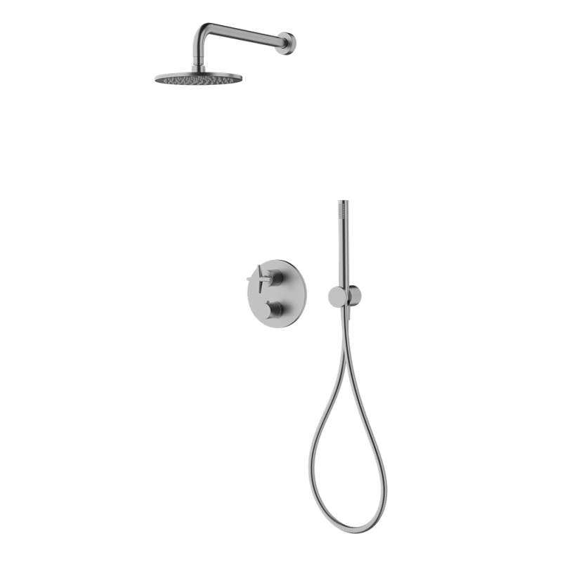 Rubi Lexa 1/2" Thermostatic Shower Set with 8" Shower Head and 16" Horizontal Arm RLX2A40-13N