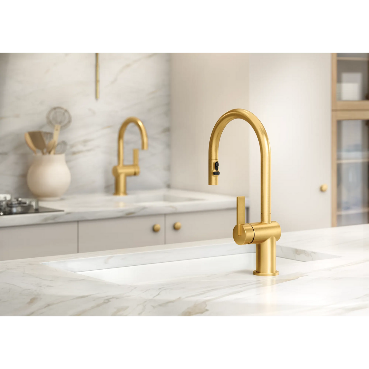 Moen Cia Single-Handle High-Arc Pulldown Kitchen Faucet 7622 in Brushed Gold (7622BG) - view 7