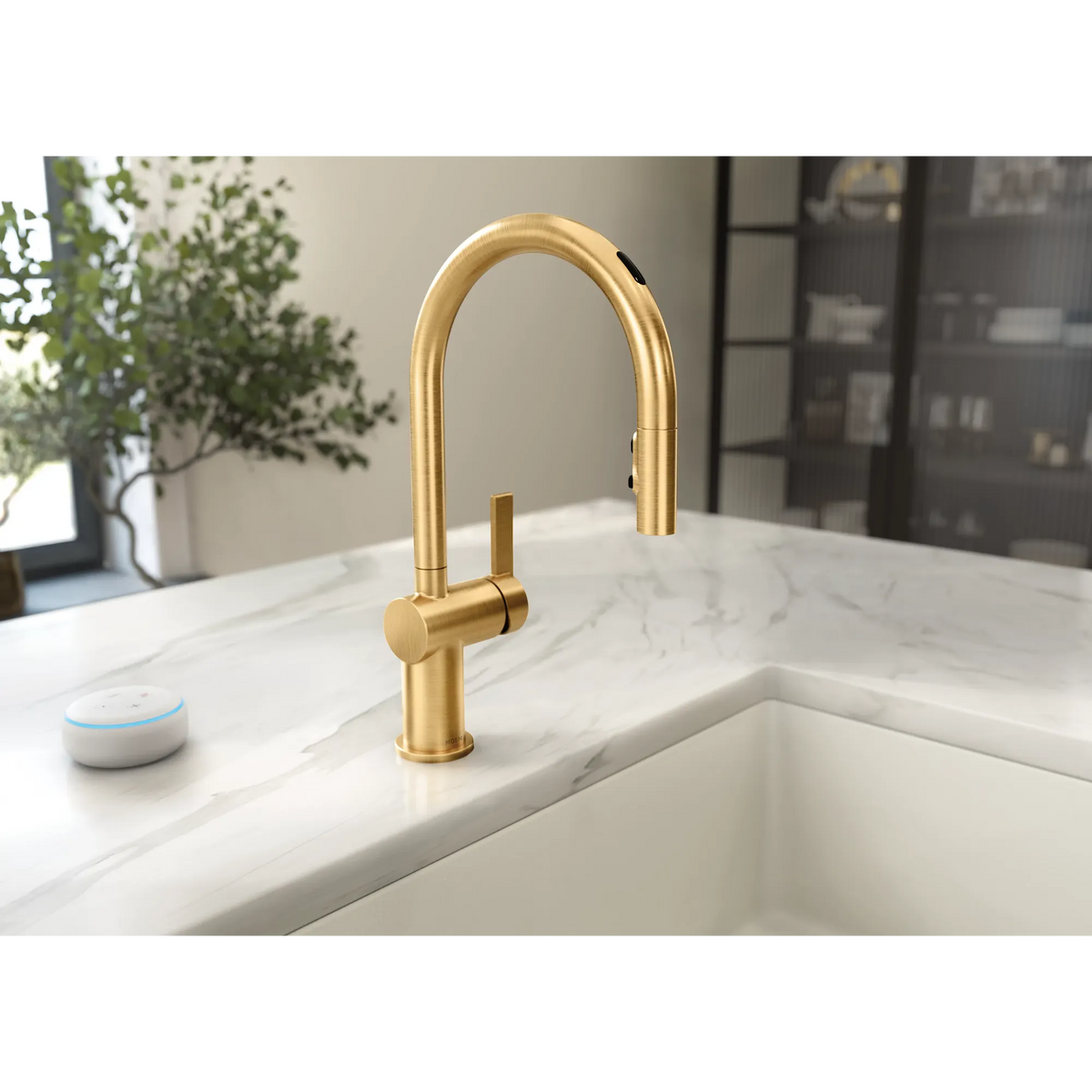 Moen Cia MotionSense Wave Single-Handle High-Arc Single-Sensor Pulldown Kitchen Faucet 7622EW in Brushed Gold (7622EWBG) - view 2
