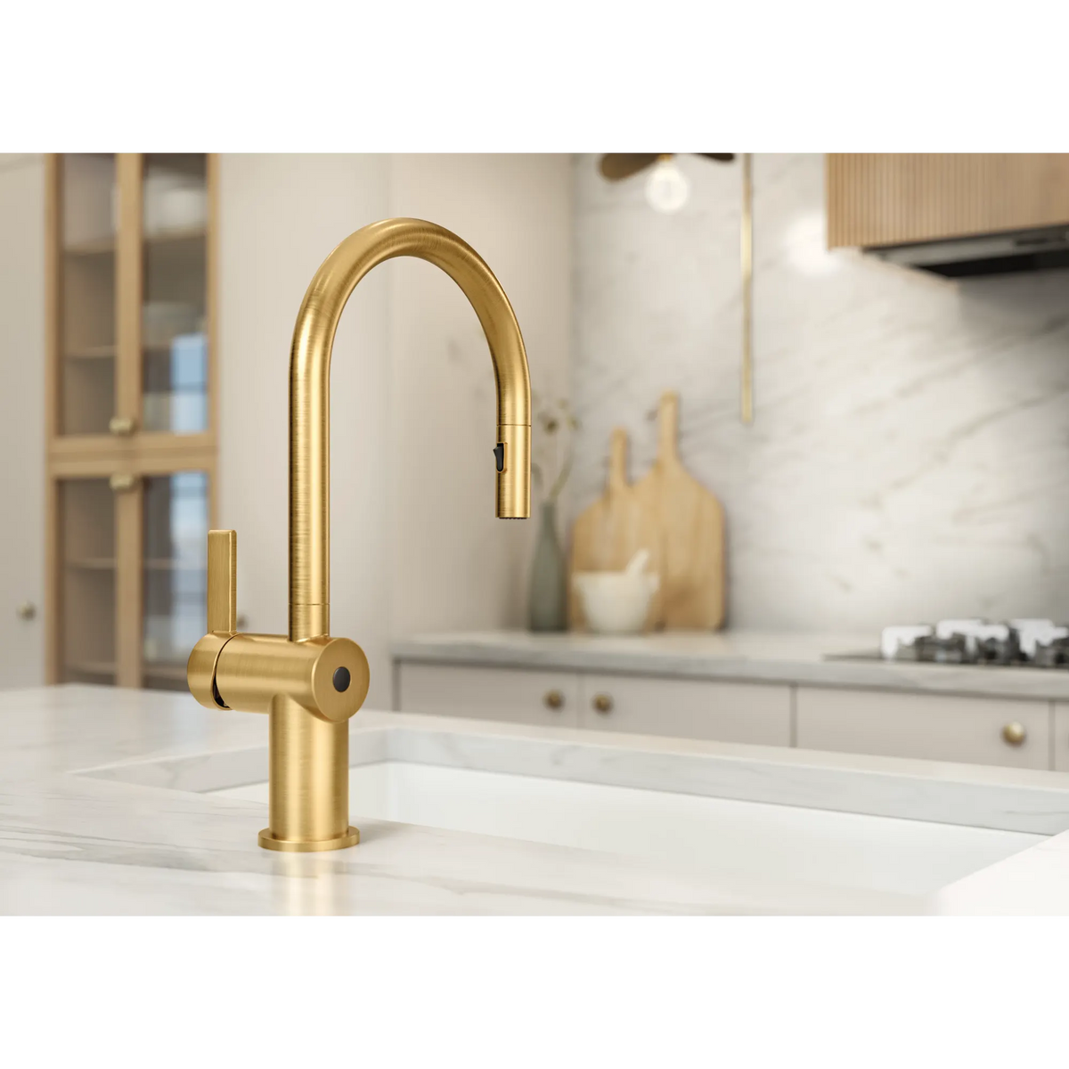 Moen Cia MotionSense Wave Single-Handle High-Arc Single-Sensor Pulldown Kitchen Faucet 7622EW in Brushed Gold (7622EWBG) - view 6
