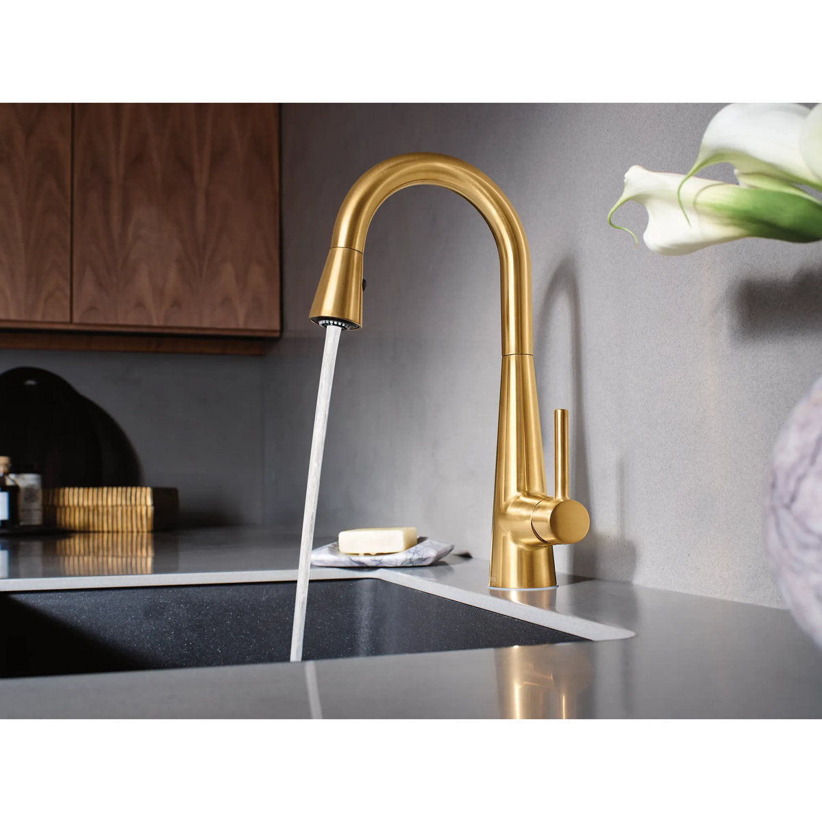 Moen Sleek Single-Handle Pulldown Bar Faucet 7664 in Brushed Gold (7664BG) - view 2