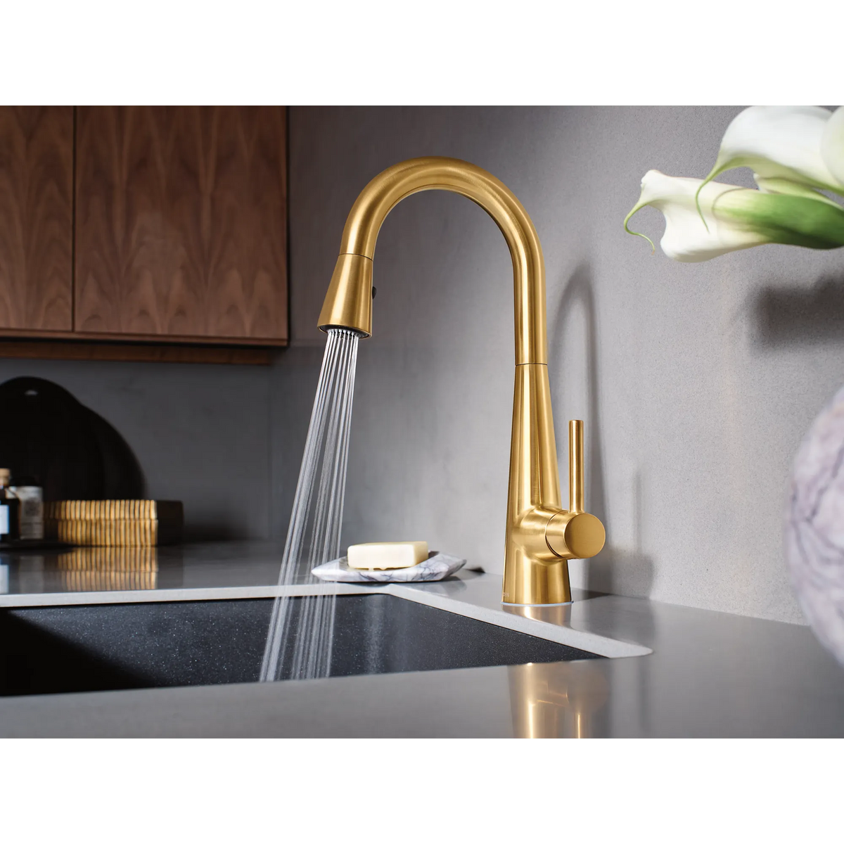 Moen Sleek Single-Handle Pulldown Bar Faucet 7664 in Brushed Gold (7664BG) - view 4