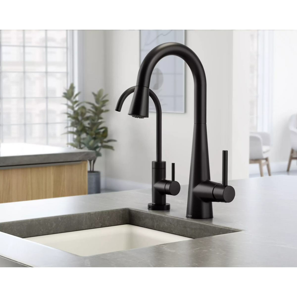 Moen Sleek Single-Handle Pulldown Bar Faucet 7664 in Matte Black (7664BL) - view 4