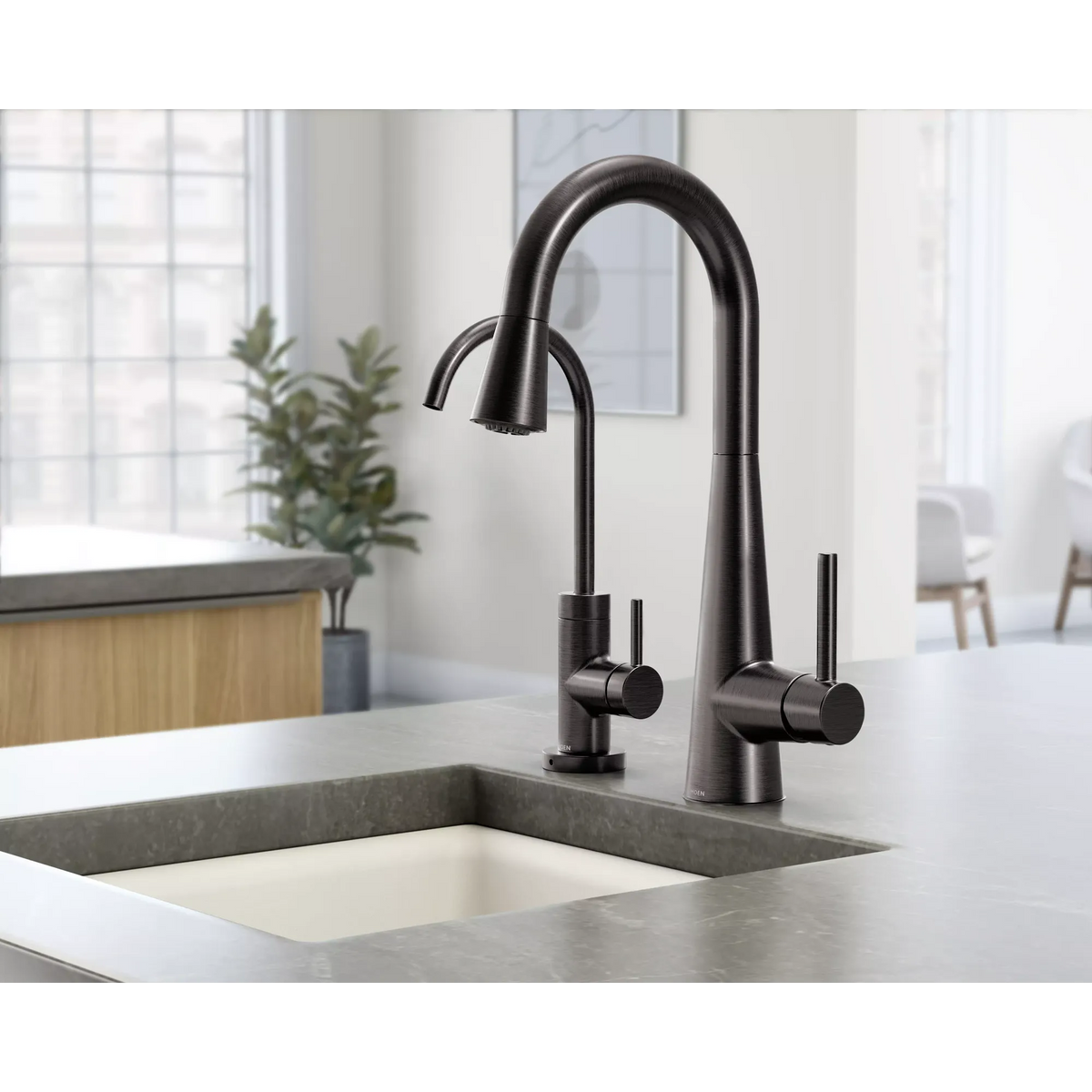 Moen Sleek Single-Handle Pulldown Bar Faucet 7664 in Black Stainless (7664BLS) - view 3