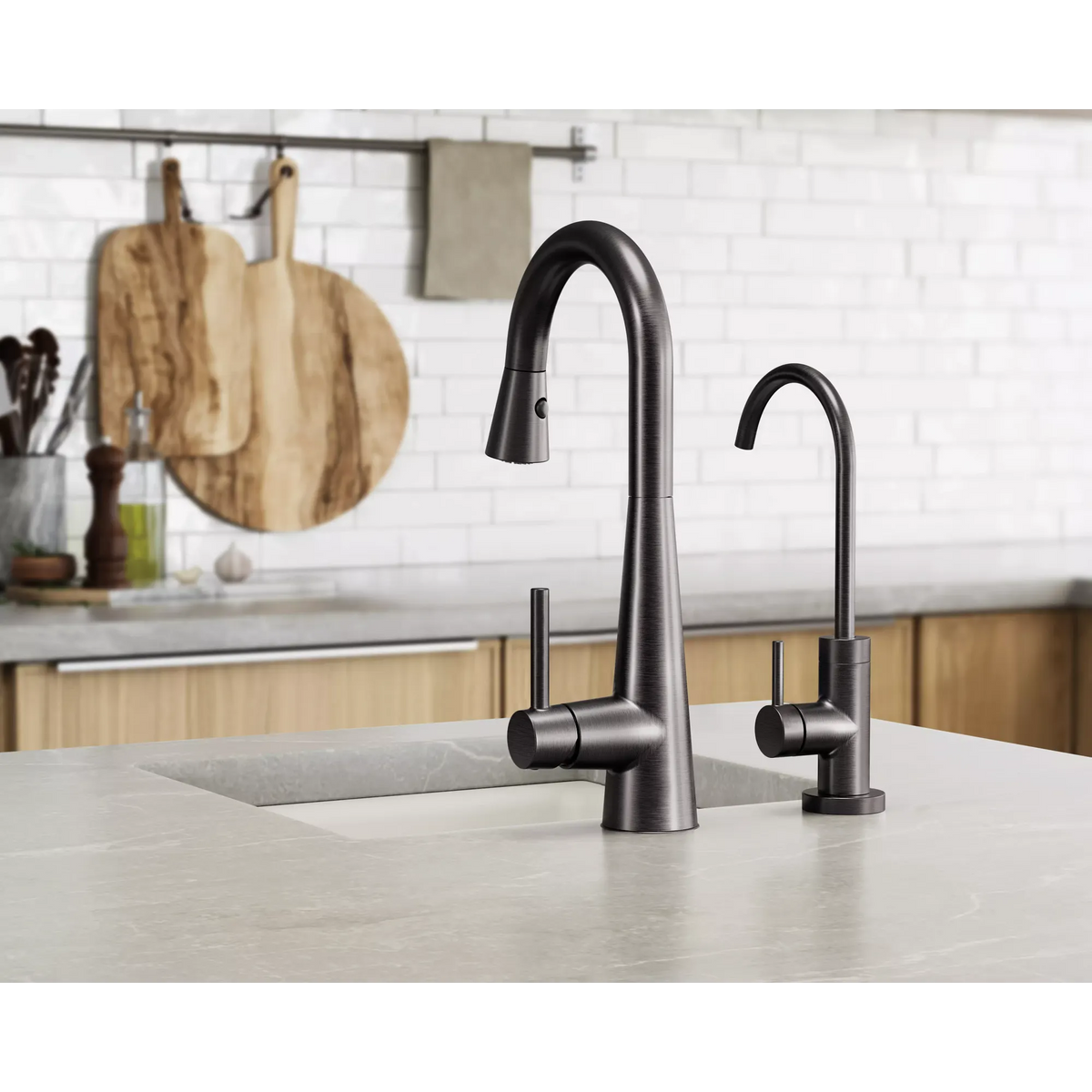 Moen Sleek Single-Handle Pulldown Bar Faucet 7664 in Black Stainless (7664BLS) - view 4