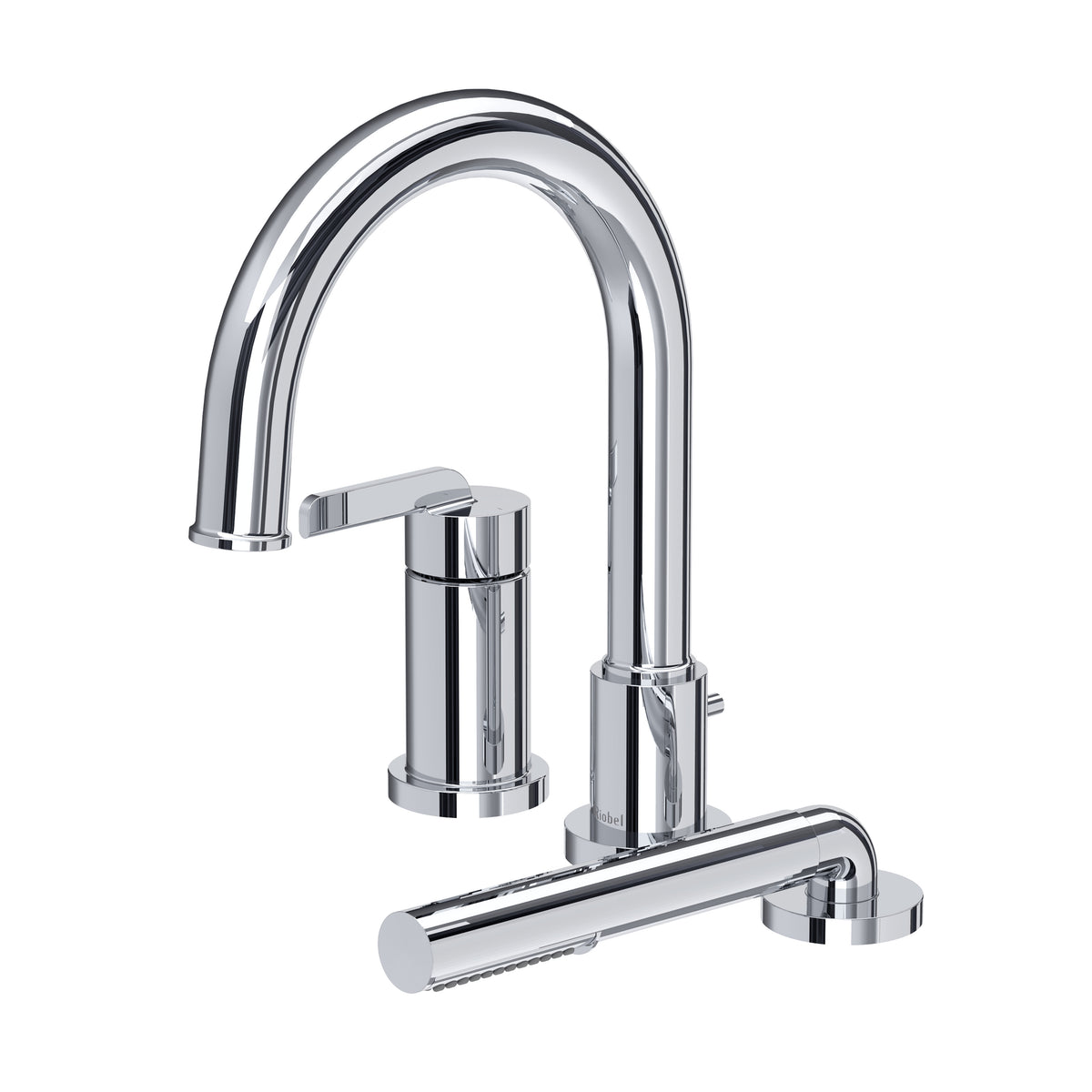 Riobel Authentica 3-Hole Pressure Balance Deck-Mount Tub Filler Trim with Hand Shower - Chrome (TAU16C)