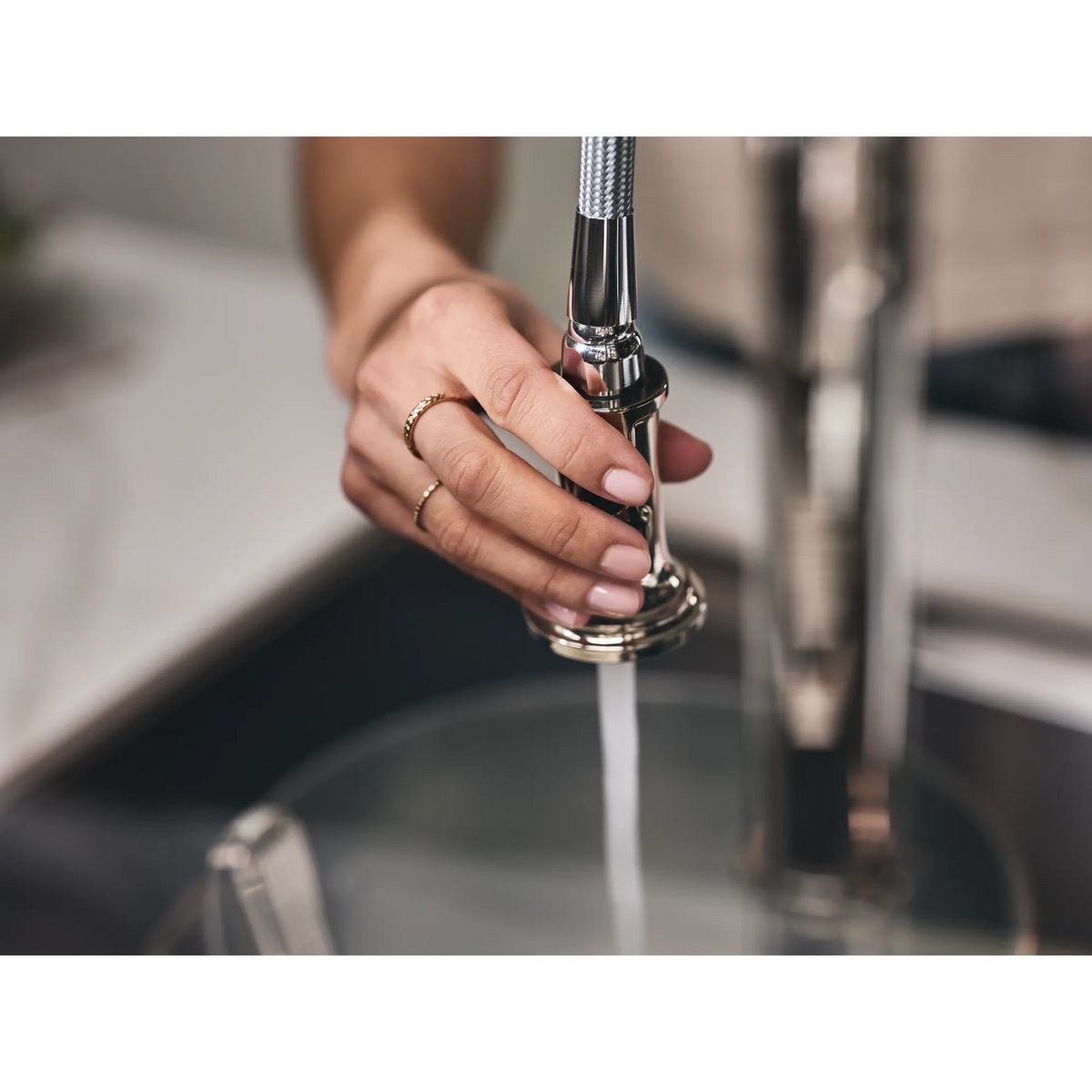 Moen Smyth Single-Handle High-Arc Pulldown Kitchen Faucet 7770 in Polished Nickel (7770NL) - view 6
