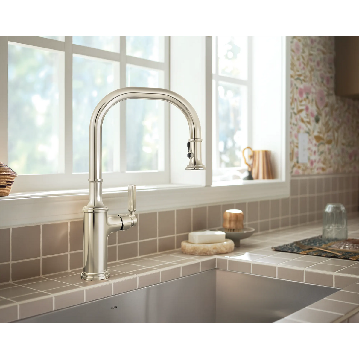Moen Smyth Single-Handle High-Arc Pulldown Kitchen Faucet 7770 in Polished Nickel (7770NL) - view 4