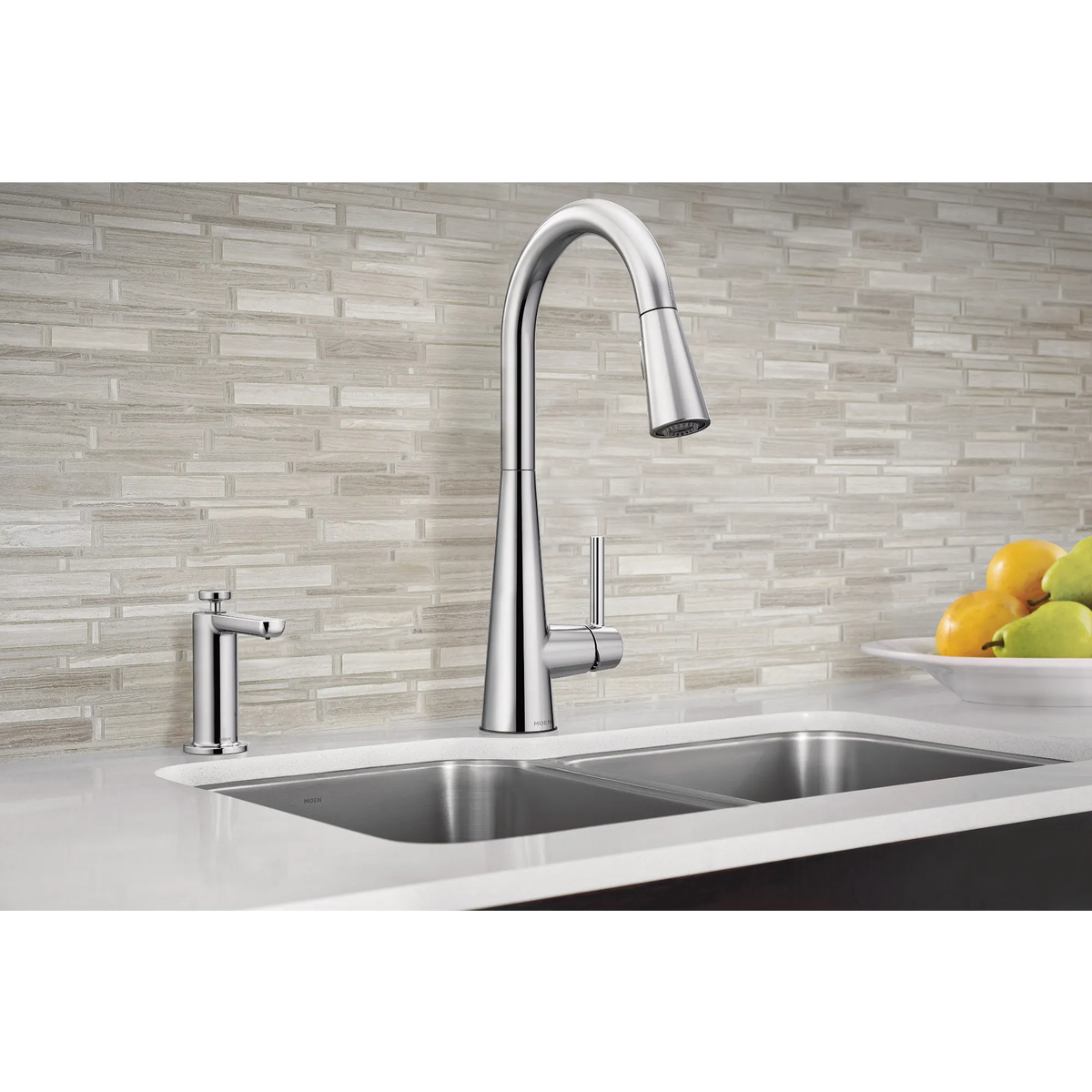 Moen Sleek Single-Handle High-Arc Pulldown Kitchen Faucet 7864 in Chrome (7864) - view 3