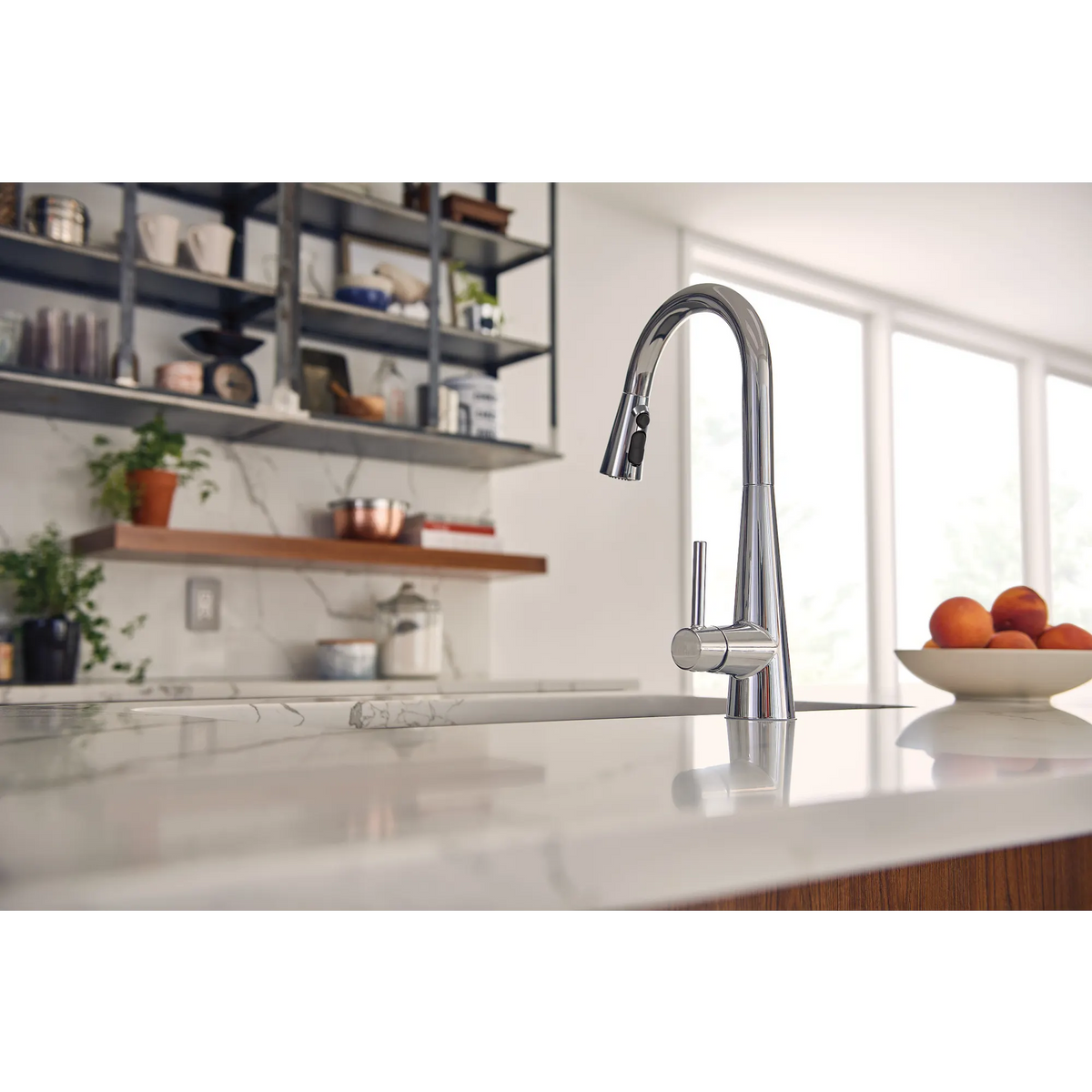 Moen Sleek Single-Handle High-Arc Pulldown Kitchen Faucet 7864 in Chrome (7864) - view 2