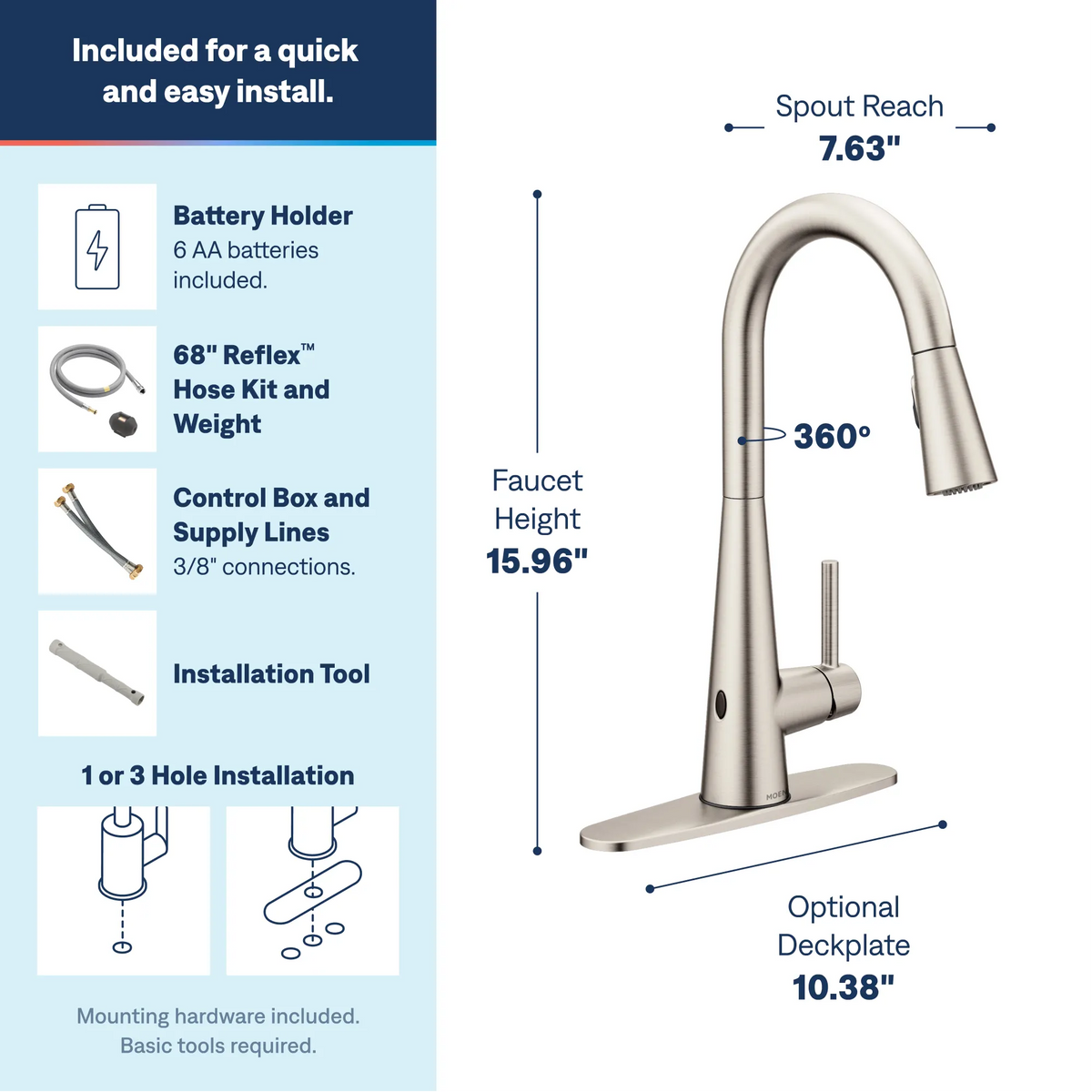 Moen Sleek MotionSense Wave Single-Handle High-Arc Single-Sensor Pulldown Kitchen Faucet 7864EW in Spot Resist Stainless (7864EWSRS) - view 2