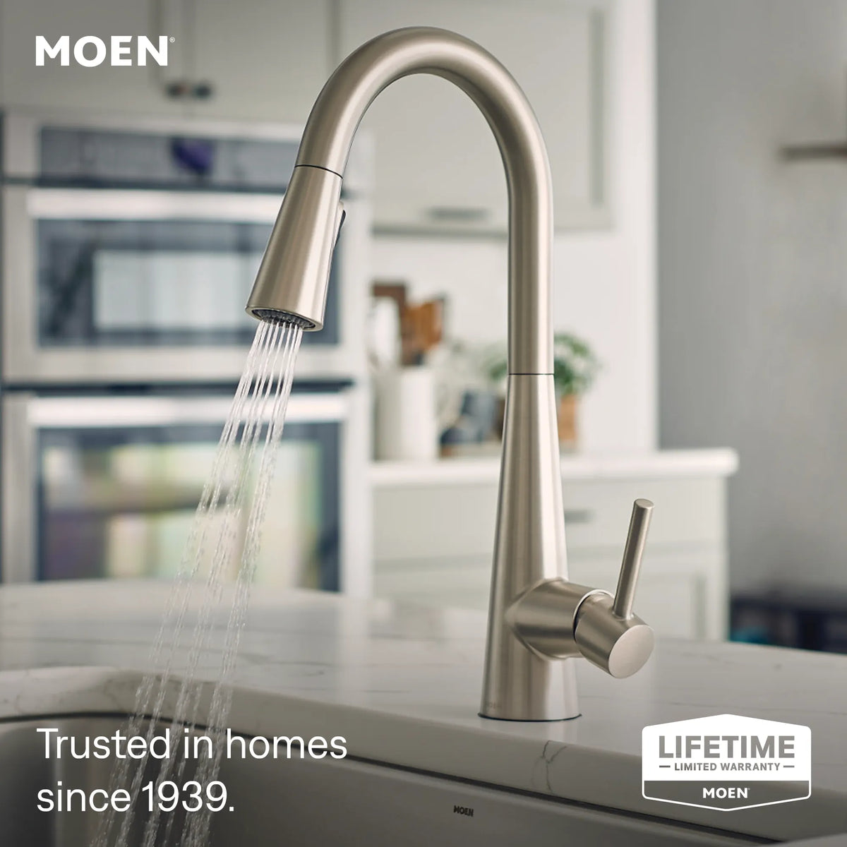 Moen Sleek Single-Handle High-Arc Pulldown Kitchen Faucet 7864 in Spot Resist Stainless (7864SRS) - view 2