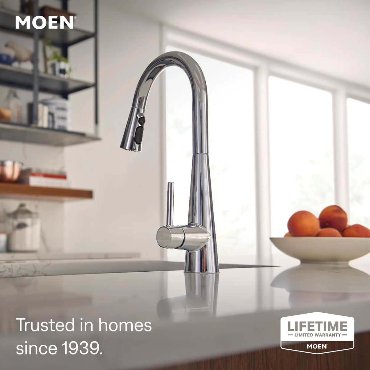 Moen Sleek Single-Handle High-Arc Pulldown Kitchen Faucet 7864 in Chrome (7864) - view 5