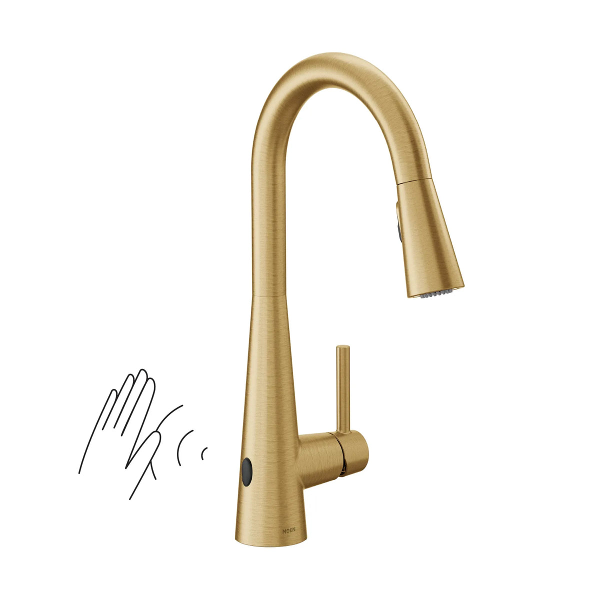 Moen Sleek MotionSense Wave Single-Handle High-Arc Single-Sensor Pulldown Kitchen Faucet 7864EW in Brushed Gold (7864EWBG) - view 13