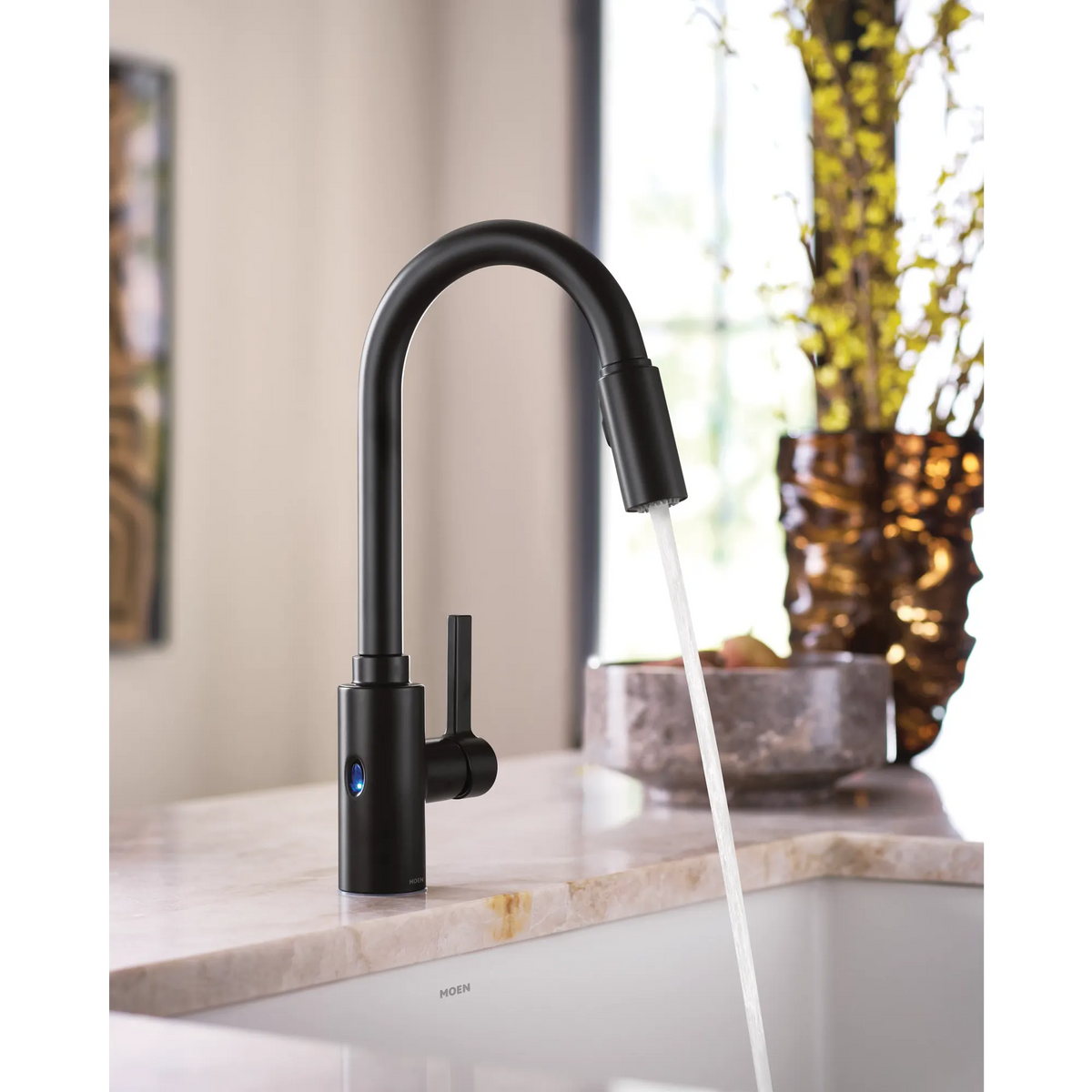 Moen Genta LX MotionSense Wave Single-Sensor Single-Handle High-Arc Pulldown Kitchen Faucet 7882EW in Matte Black (7882EWBL) - view 3