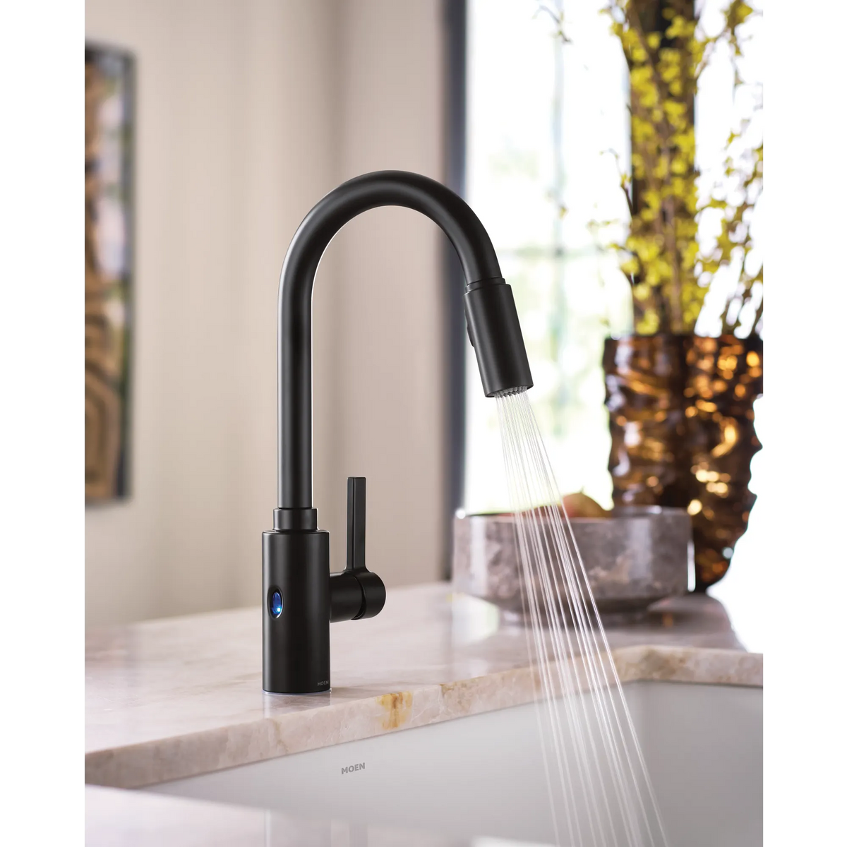 Moen Genta LX MotionSense Wave Single-Sensor Single-Handle High-Arc Pulldown Kitchen Faucet 7882EW in Matte Black (7882EWBL) - view 8