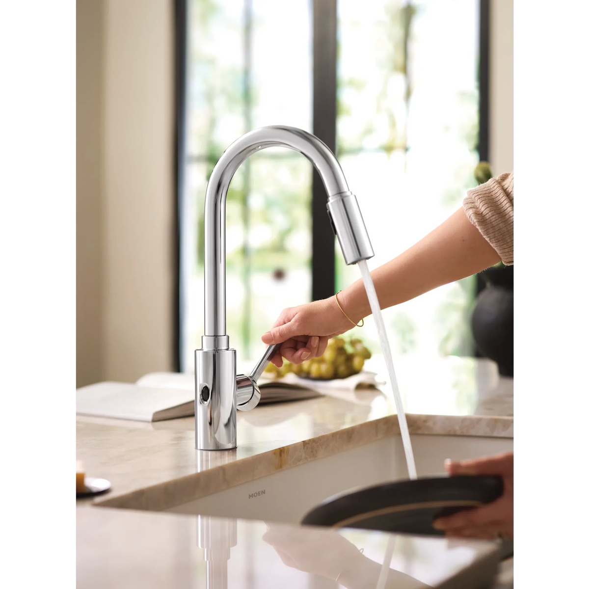 Moen Genta LX MotionSense Wave Single-Sensor Single-Handle High-Arc Pulldown Kitchen Faucet 7882EW in Chrome (7882EWC) - view 10