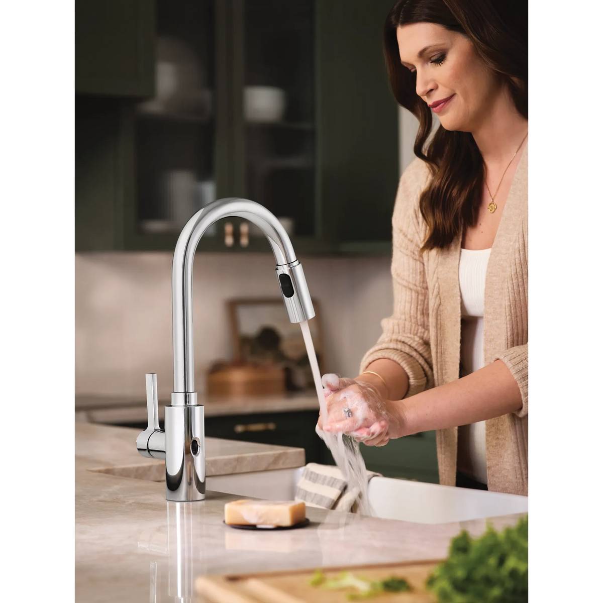 Moen Genta LX MotionSense Wave Single-Sensor Single-Handle High-Arc Pulldown Kitchen Faucet 7882EW in Chrome (7882EWC) - view 12