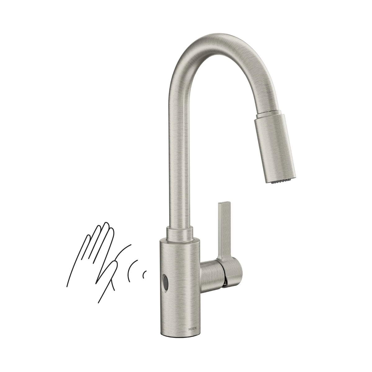 Moen Genta LX MotionSense Wave Single-Sensor Single-Handle High-Arc Pulldown Kitchen Faucet 7882EW in Spot Resist Stainless (7882EWSRS) - view 3