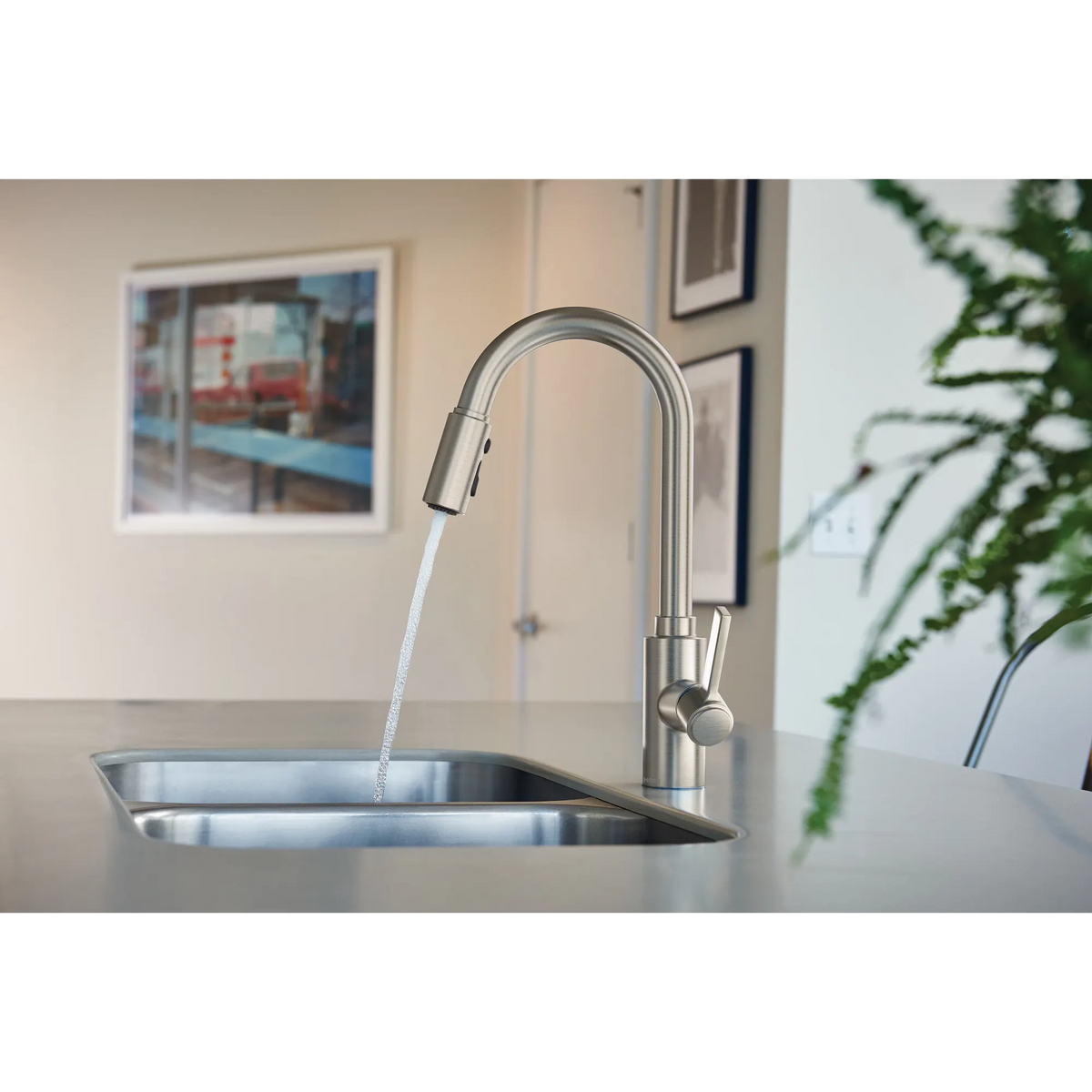 Moen Genta LX Single-Handle High-Arc Pulldown Kitchen Faucet 7882 in Spot Resist Stainless (7882SRS) - view 3
