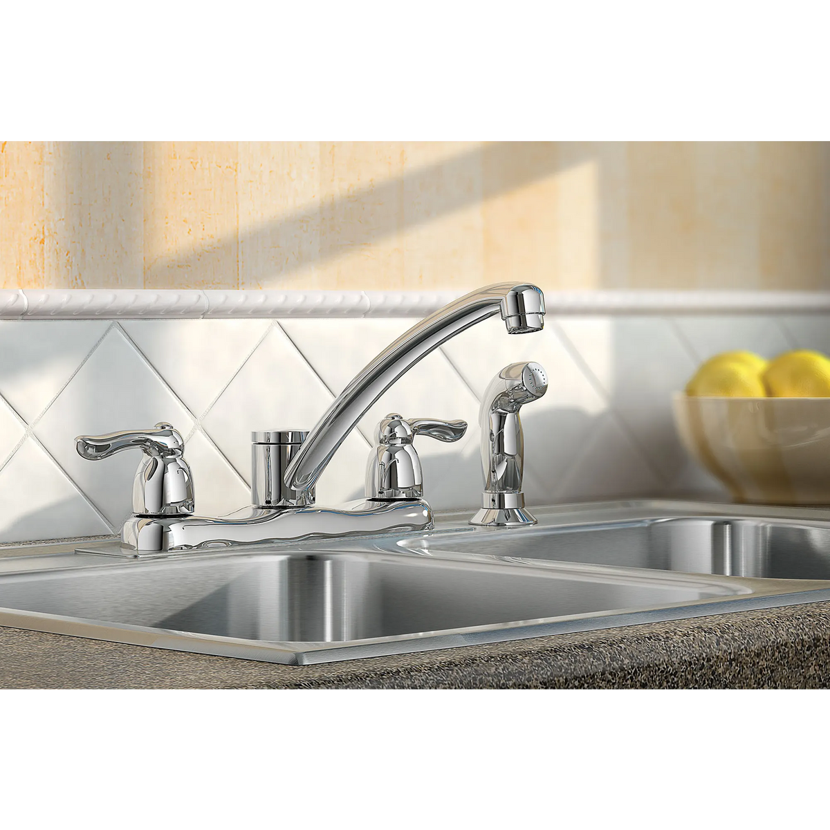 Moen Chateau Two-Handle Low-Arc Kitchen Faucet 7907 in Chrome (7907) - view 2