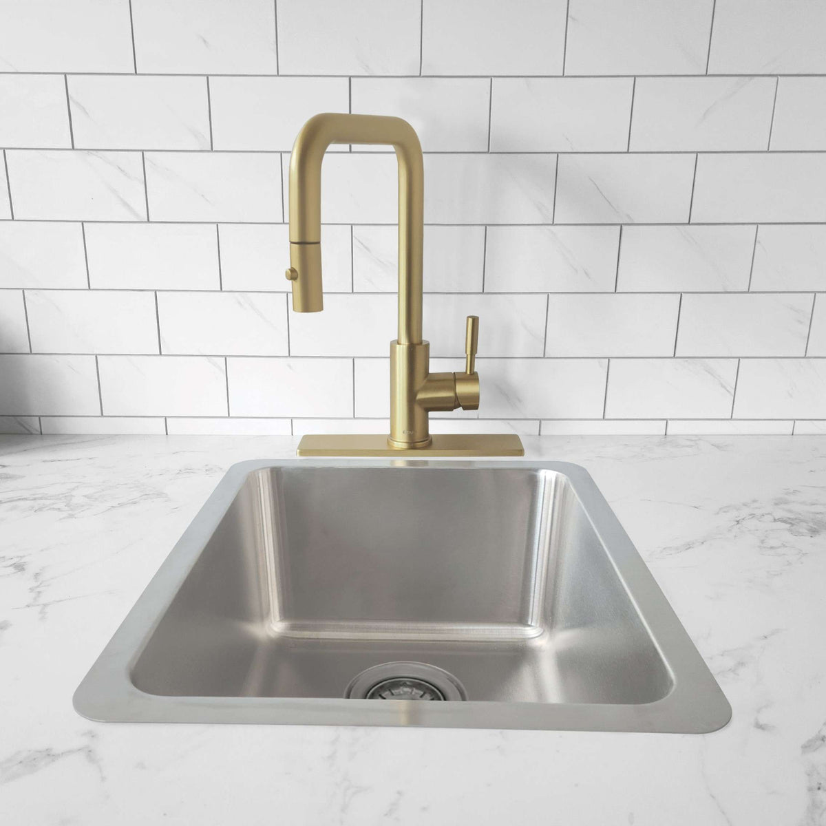 Stylish 10" Kitchen Deck Plate Brushed Gold Square Shape A-803G