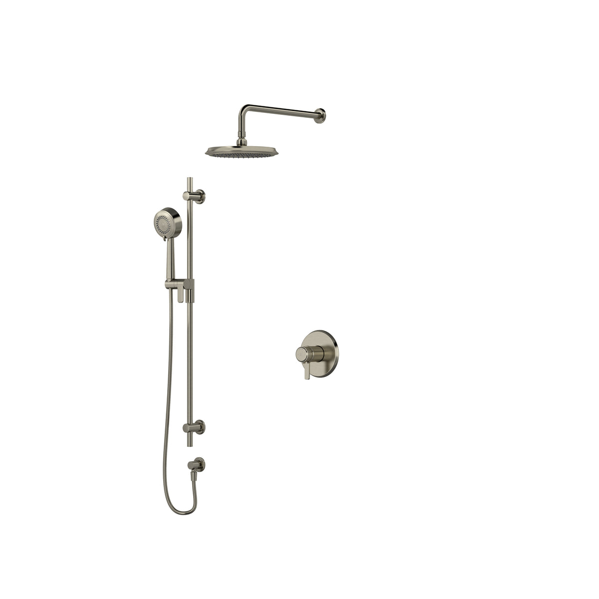 Riobel Momenti Thermostatic & Pressure Balance Shower Trim Kit with Showerhead & Hand Shower Rail - Brushed Nickel (TKIT323MMRDJBN-CW)