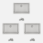 Stylish Olite 27" Dual Mount Single Bowl Kitchen Sink 18 Gauge Stainless Steel with Standard Strainer Set of Three S-406T-3