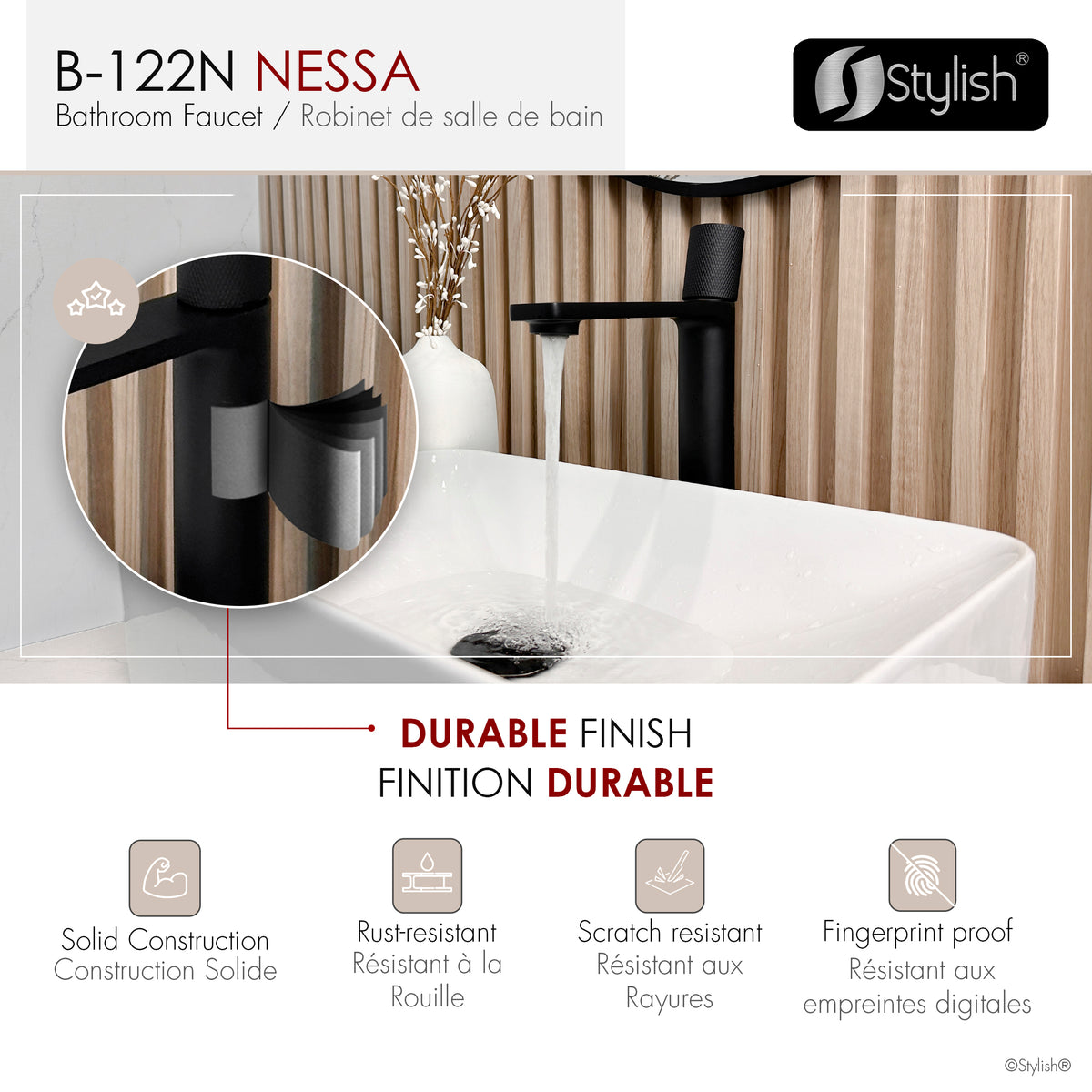 Stylish Nessa Single Handle Vessel Bathroom Faucet B-122N