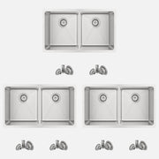 Stylish Toledo 31" Dual Mount Double Bowl Kitchen Sink 16 Gauge Stainless Steel with Standard Strainers Set of Three S-401-3
