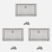 Stylish Malaga 30" Dual Mount Single Bowl Kitchen Sink 18 Gauge Stainless Steel with Standard Strainers Set of Three S-411T-3