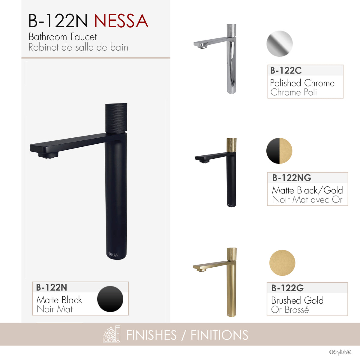 Stylish Nessa Single Handle Vessel Bathroom Faucet B-122N