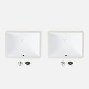 Stylish Chic White Porcelain Undermount Basin Bathroom Sink Set of 2 P-200-2