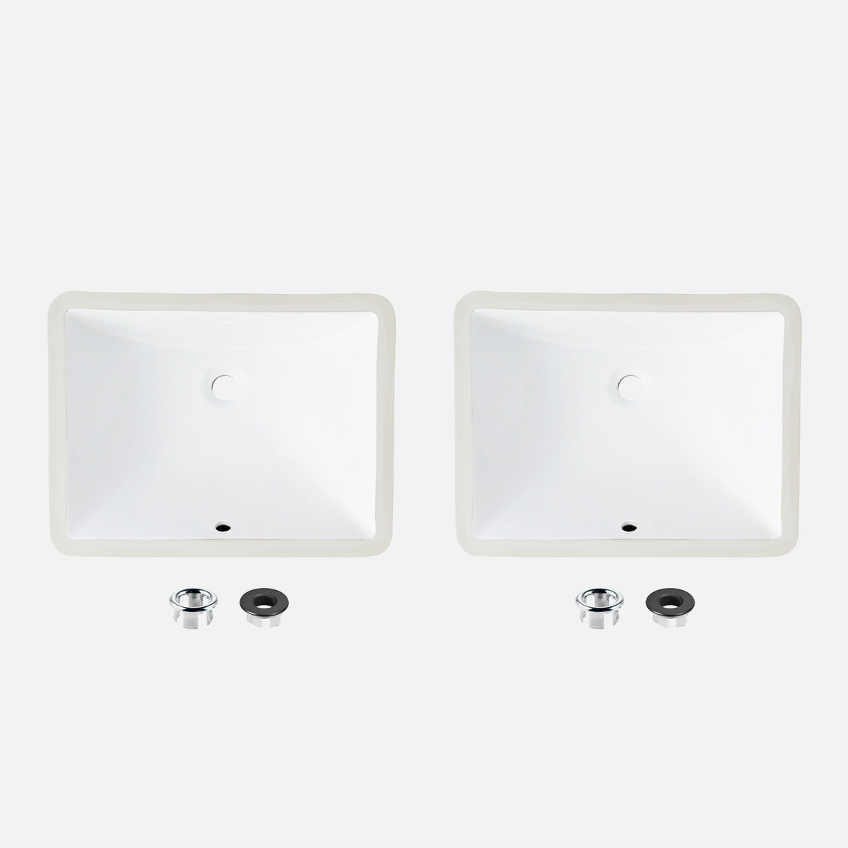 Stylish Chic White Porcelain Undermount Basin Bathroom Sink Set of 2 P-200-2