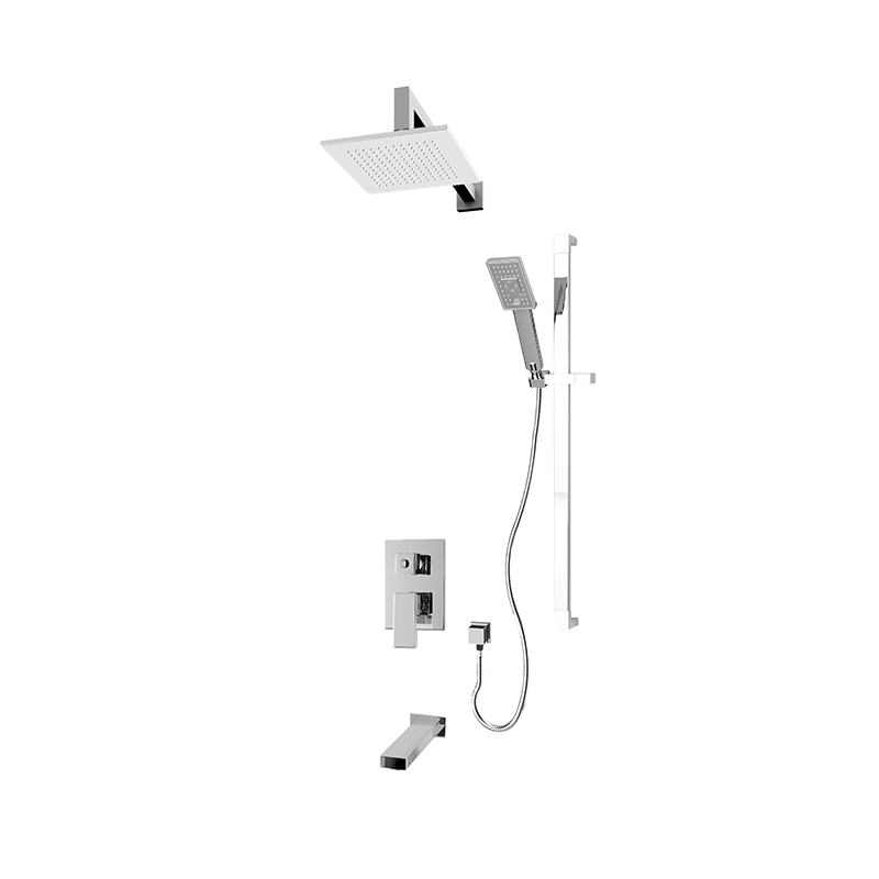 Rubi Quatro 1/2" Pressure Balance Shower Set with 8" Square Shower Head and 16" Horizontal Arm Chrome RQT717CC