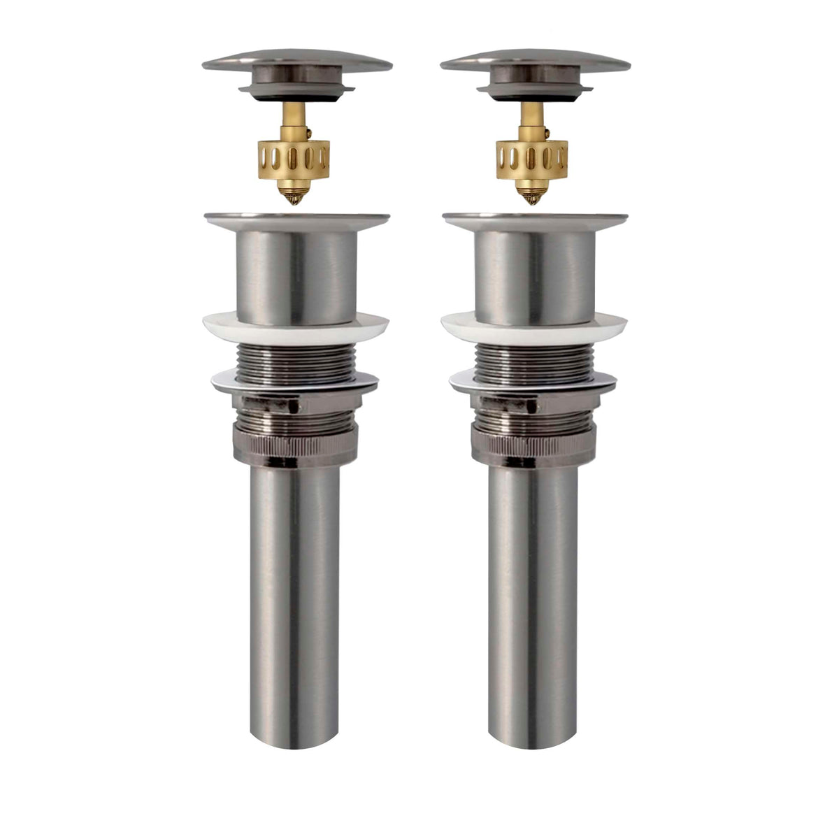 Stylish Pop-Up Bathroom Sink Drains Set Without Overflow Brushed Nickel D-702B2