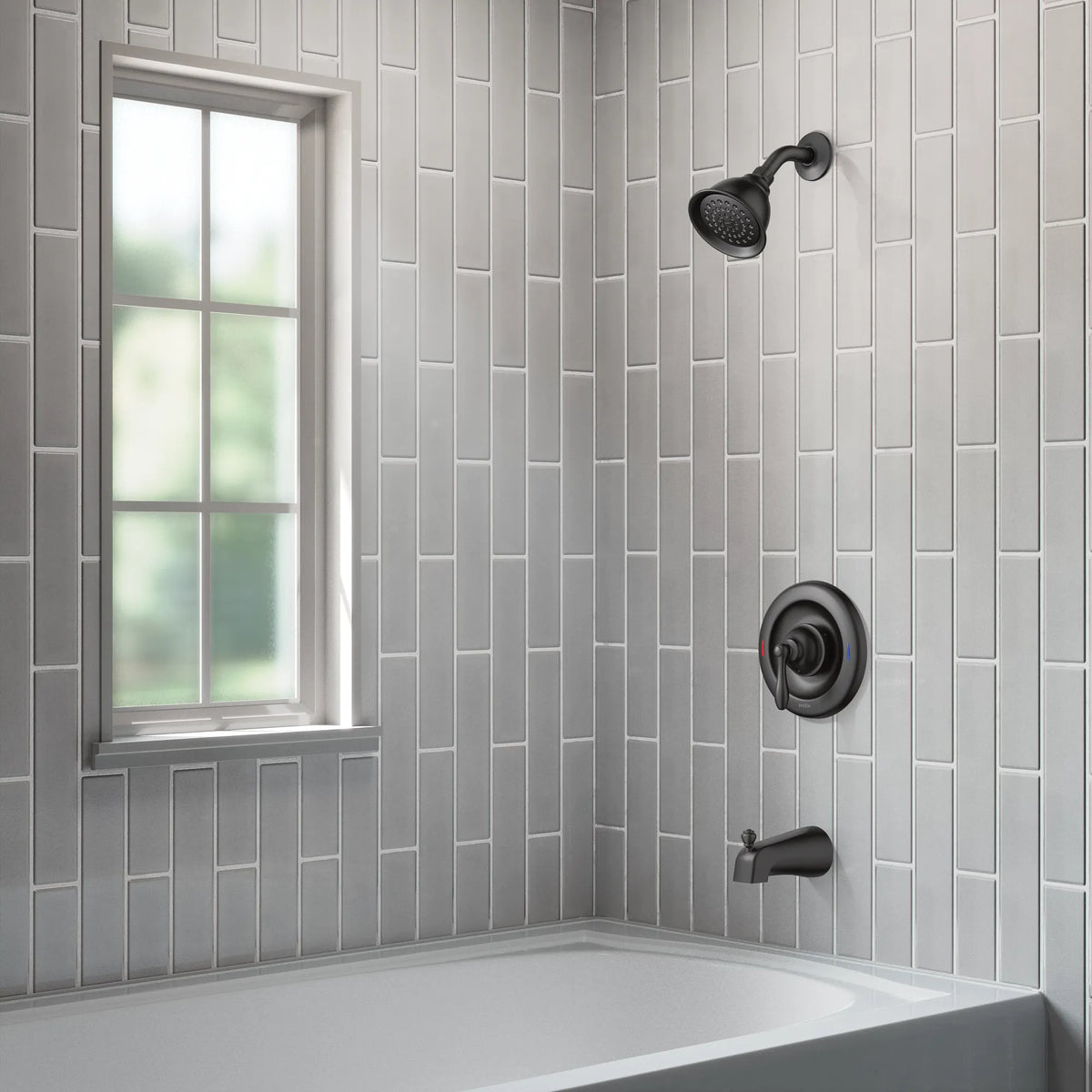 Moen Caldwell Posi-Temp Eco-Performance Tub and Shower Faucet 82496EP in Matte Black (82496EPBL) - view 2