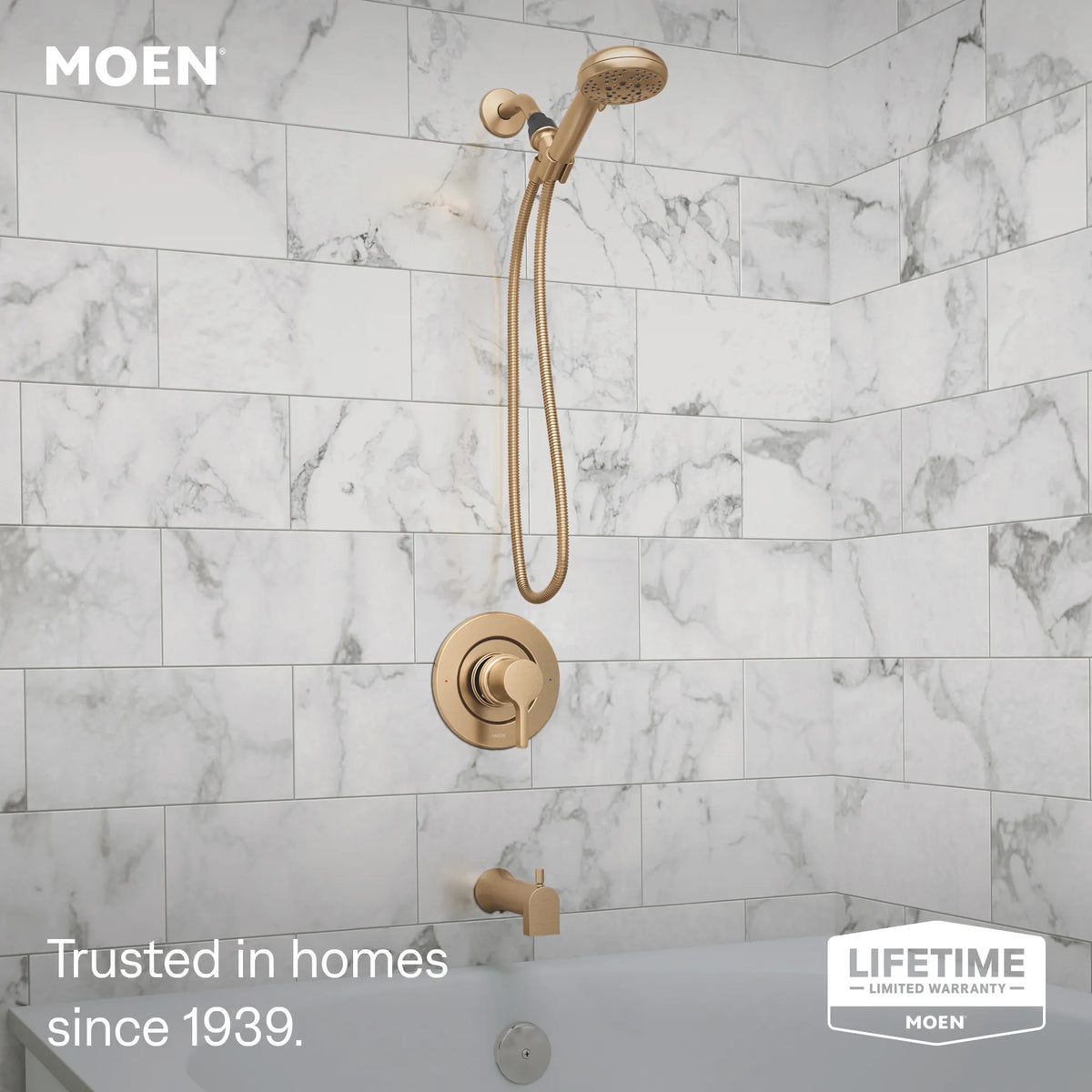 Moen Beric Posi-Temp Tub/Shower 82775 in Bronzed Gold (82775BZG) - view 2