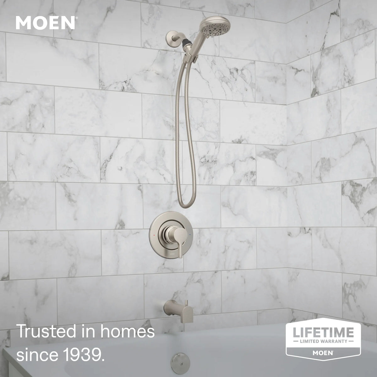 Moen Beric Posi-Temp Tub/Shower 82775 in Spot Resist Brushed Nickel (82775SRN) - view 2
