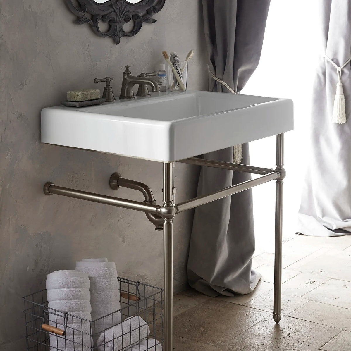 DXV Oak Hill 30 in. Console Legs in Brushed Nickel (D21411030.144)