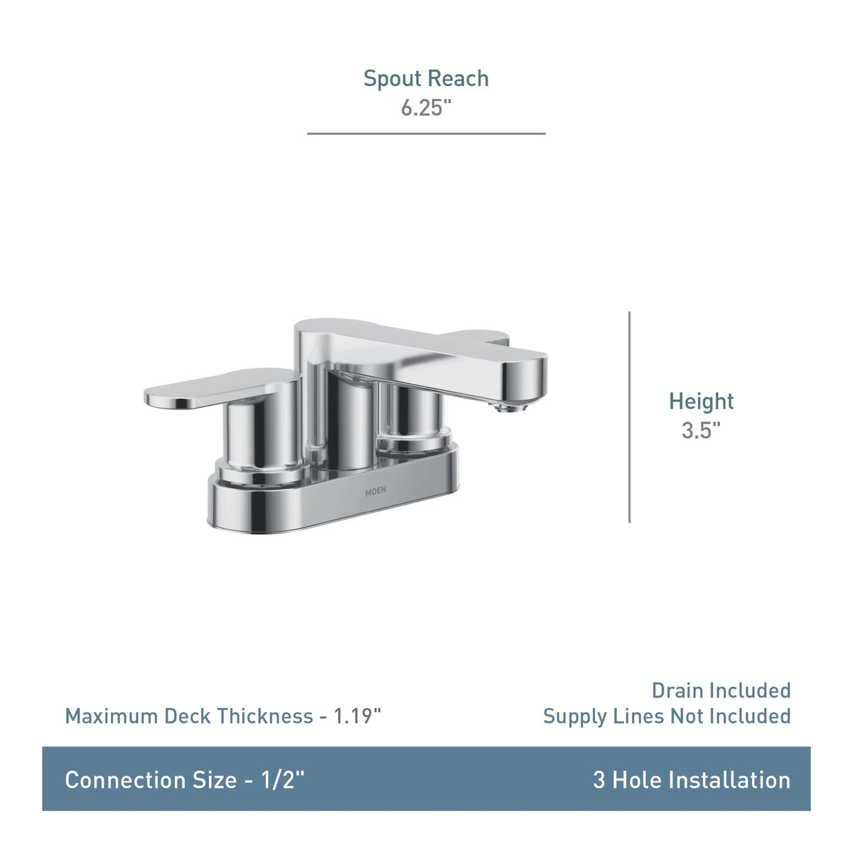 Moen Laris Two-Handle Low-Arc Bathroom Faucet 84015 in Chrome (84015) - view 2