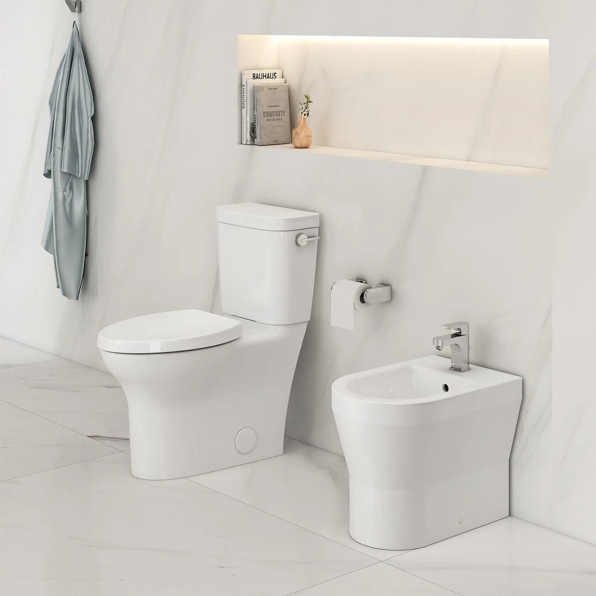 DXV Equility Two-Piece Chair Height Right-Hand Trip Lever Elongated Toilet with Seat in Canvas White (D2210AA108.415) - view 2