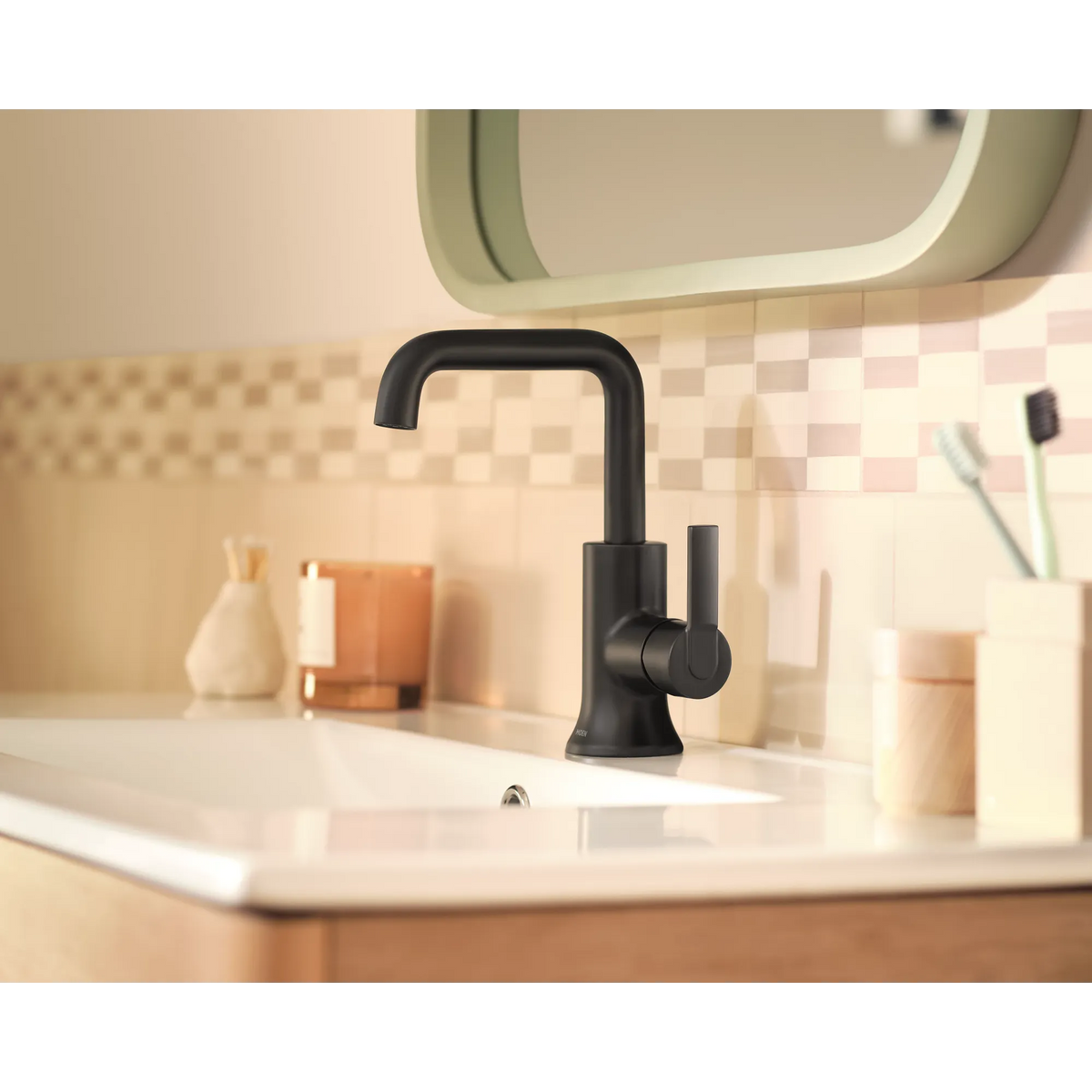 Moen Zyla Single-Handle High-Arc Bathroom Faucet 84140 in Matte Black (84140BL) - view 7