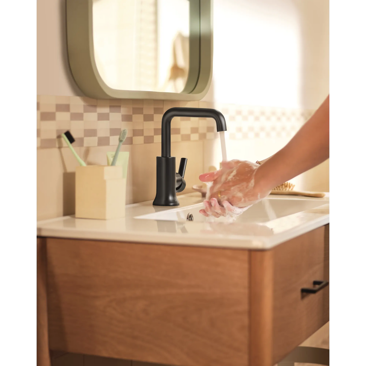 Moen Zyla Single-Handle High-Arc Bathroom Faucet 84140 in Matte Black (84140BL) - view 4