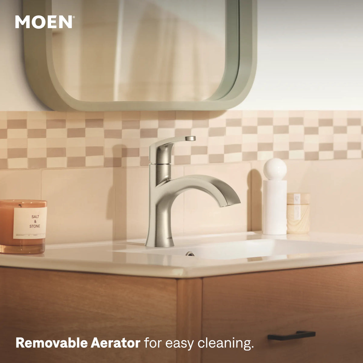 Moen Karis Single-Handle High-Arc Bathroom Faucet 84346 in Spot Resist Brushed Nickel (84346SRN) - view 6