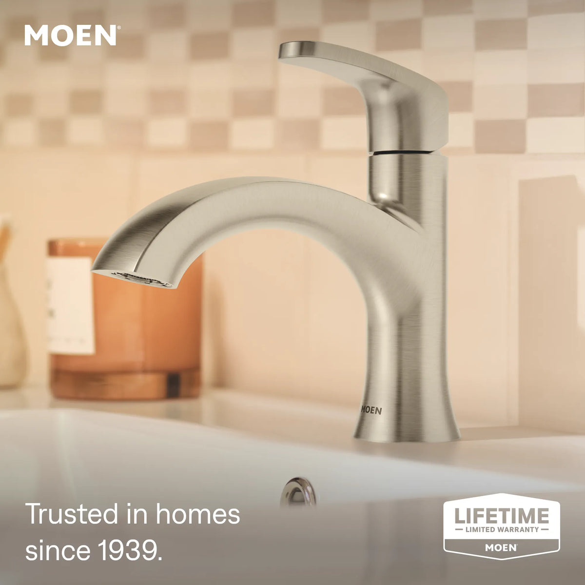 Moen Karis Single-Handle High-Arc Bathroom Faucet 84346 in Spot Resist Brushed Nickel (84346SRN) - view 2