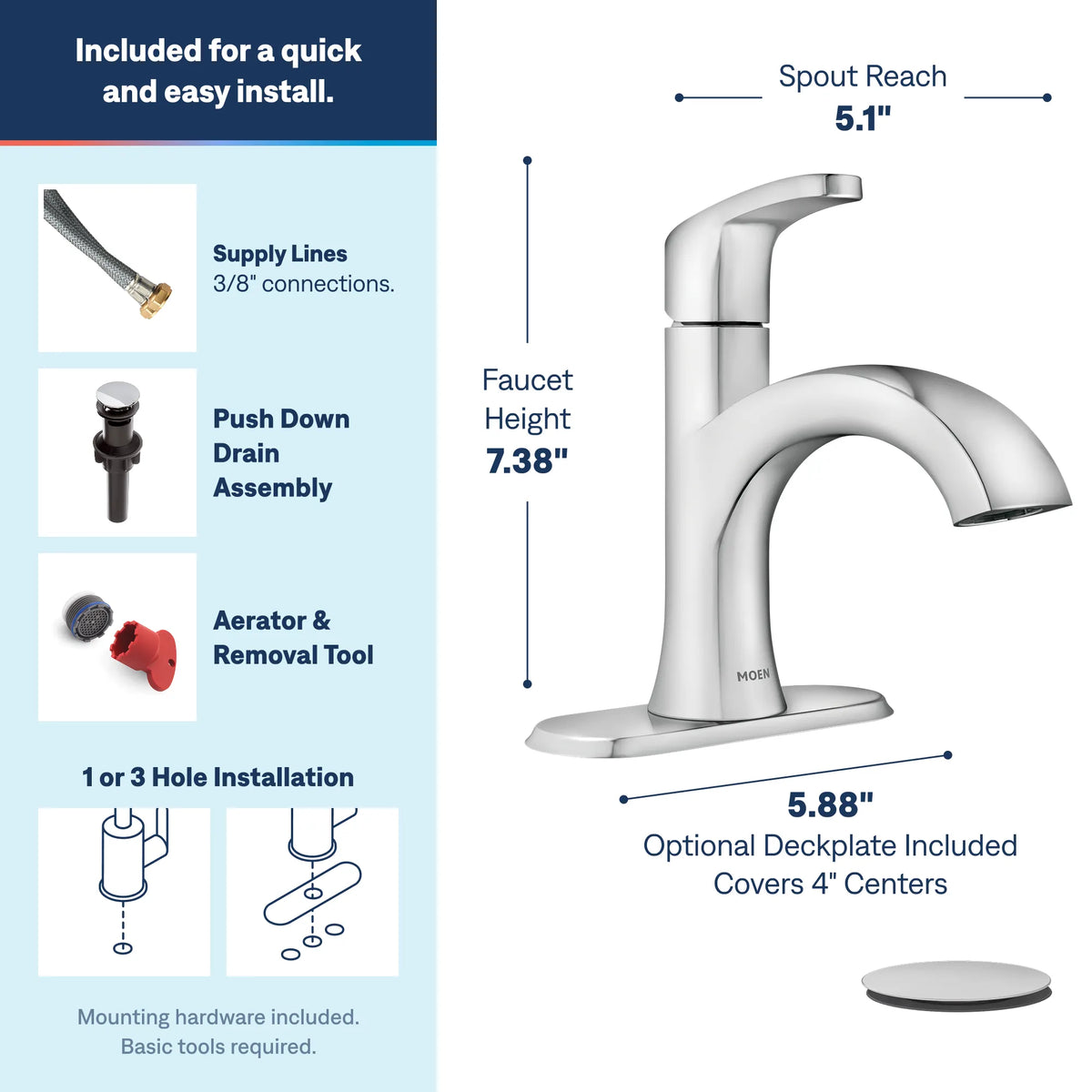 Moen Karis Single-Handle High-Arc Bathroom Faucet 84346 in Chrome (84346) - view 3
